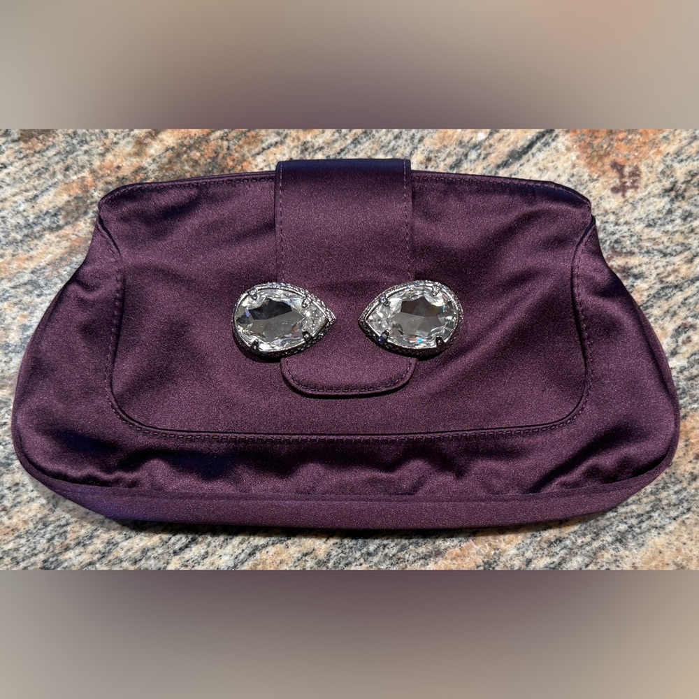 Tod's Purple Clutch with Silver Accents